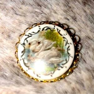 Vintage porcelain brooch